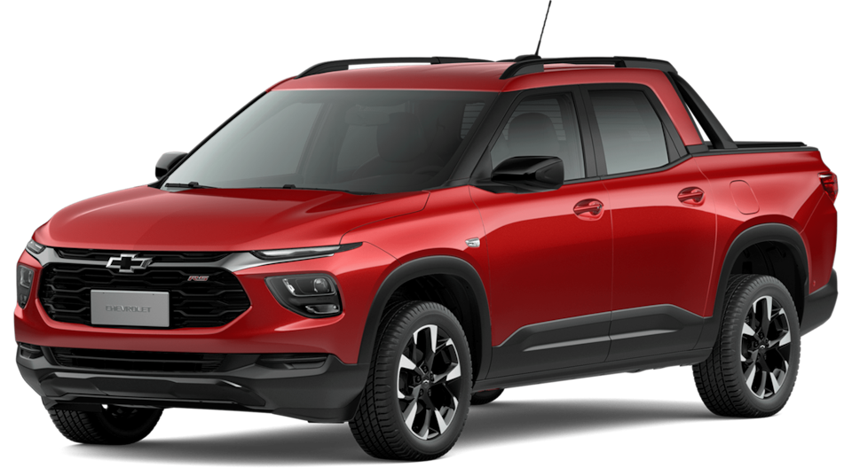 Imagem da nova Chevrolet Montana RS, vermelho chilli.